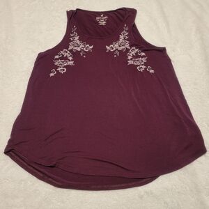 AE Maroon Embroidered Soft and Sexy Tank Top, Women's Size L
